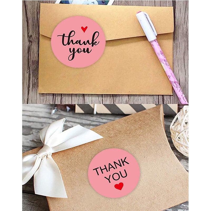 Sticker dán nhãn decal sticker kraft dễ thương THANK YOU (mẫu ngẫu nhiên)