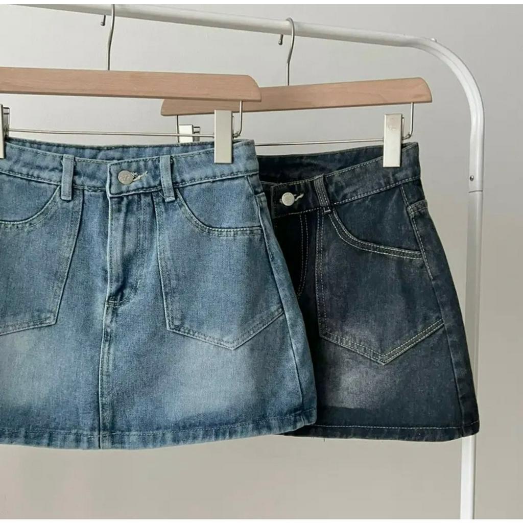 Chân Váy Jean Túi nhọn Dáng Ngắn CHÂN VÁY JEAN Túi NHỌN