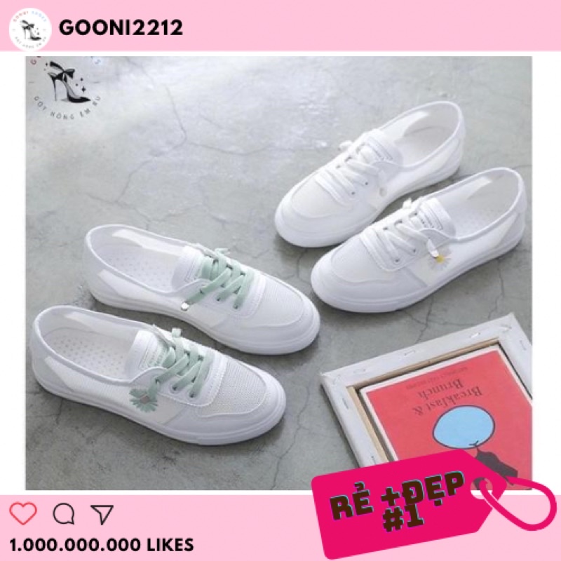 Slip on dạng lưới cá tính, thoáng mát, siêu nhẹ, êm chân họa tiết hình hoa cúc thời trang dành cho nữ