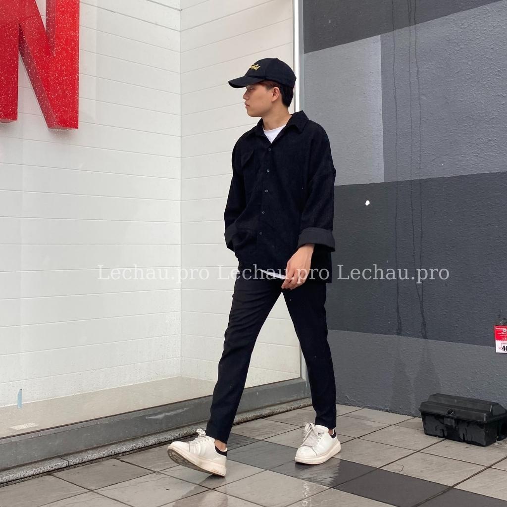 Áo khoác nhung tăm unisex form rộng ulzzang hottrend AKSMNT03 jacket sơ mi nam nữ streetstyle hàn quốc rẻ đẹp LECHAU