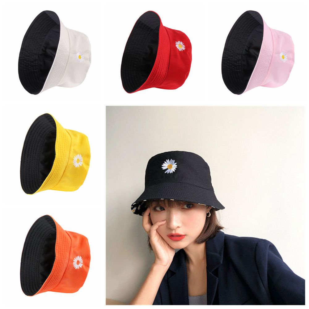 Nón Tai Bèo Hai Mặt Bằng Cotton Họa Tiết Hoa Cúc Nhiều Màu Thời Trang Mùa Hè Cho Nam Và Nữ