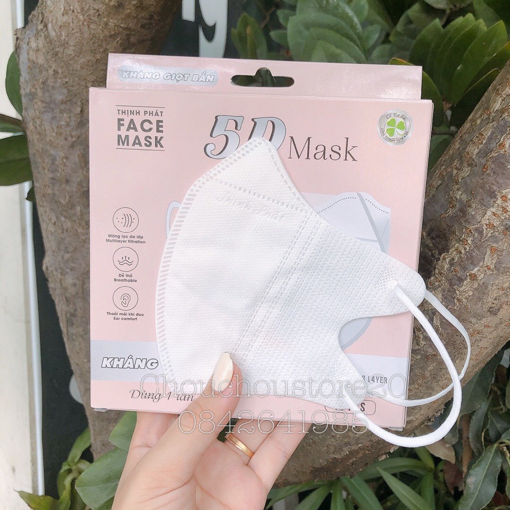 Combo 10-50 Chiếc Khẩu Trang 5D Mask Hãng Thịnh Phát Quai Thun Ôm Sát Mặt Siêu Đẹp, Thoáng Khí, Không Đau Tai