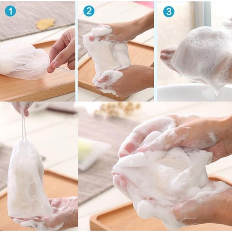 Túi lưới tạo bọt đựng xà phòng tiện lợi