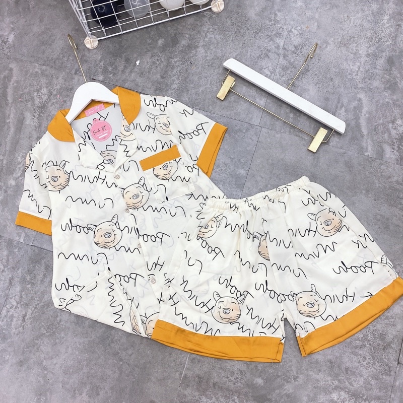 BỘ ĐỒ NGỦ MẶC NHÀ CỘC TAY LỤA THIẾT KẾ HOT 2022, Bộ pijama lụa siêu mát