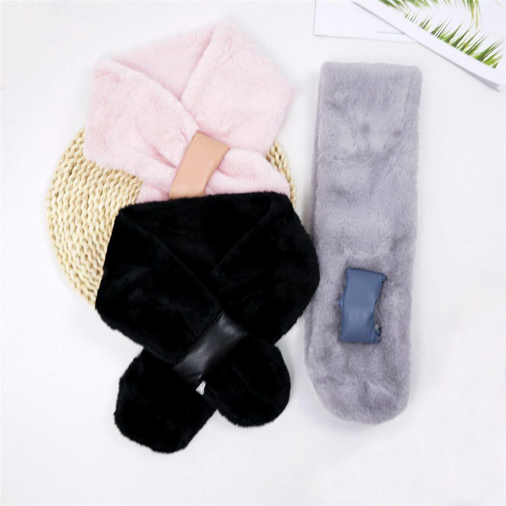 Khăn Choàng Lông Thỏ Nhân Tạo Giữ Ấm Mùa Đông Phong Cách Hàn Quốc