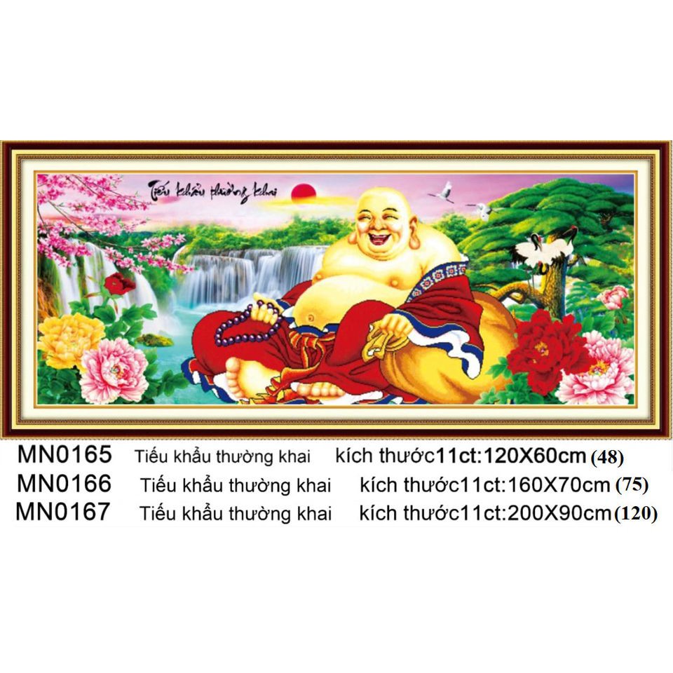 Tranh thêu chữ thập phật di lạc thêu kín khổ lớn