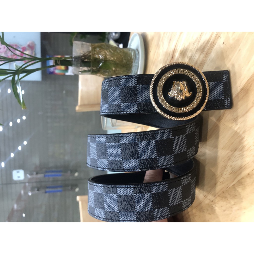 Dây lưng ( Caro đen - mặt VS đen ) Thắt lưng da cao cấp hàng hiệu