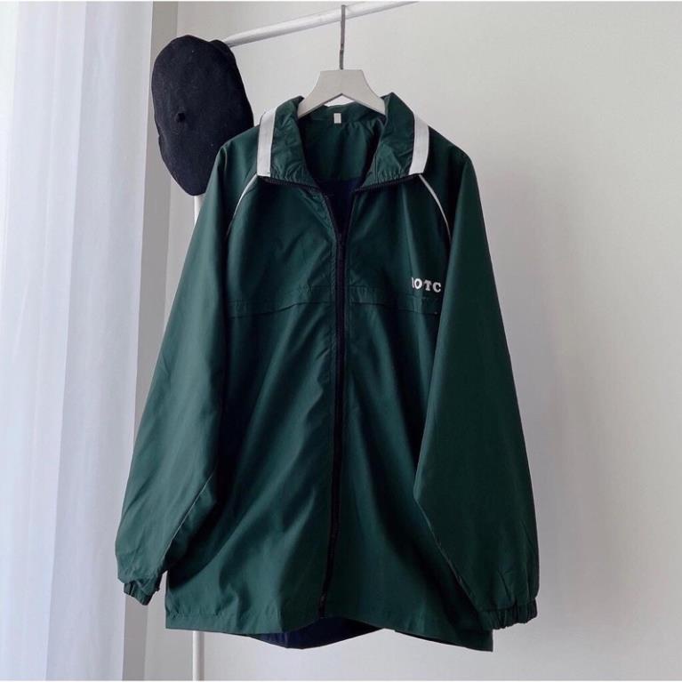 Áo Khoác Gió ROTC Màu Xanh Lá Đậm Hottrend  Unisex Form Rộng 2 Lớp(Hàng Sẵn)