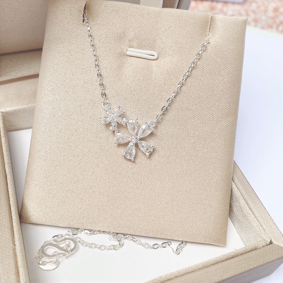 Dây chuyền bạc hình hoa 5 cánh, Vòng cổ chất liệu bạc ta sang trọng nữ tính - Trang sức bạc Evasilver