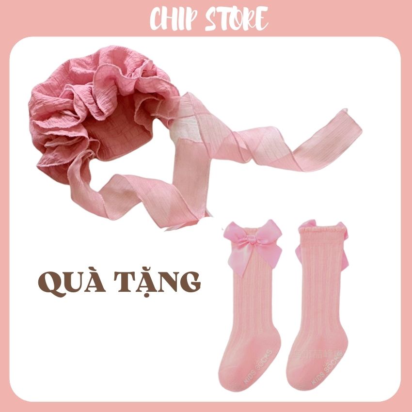 Váy bé gái sơ sinh màu hồng thiết kế cao cấp cho bé gái mặc đầy tháng thôi nôi đáng yêu CHIP STORE