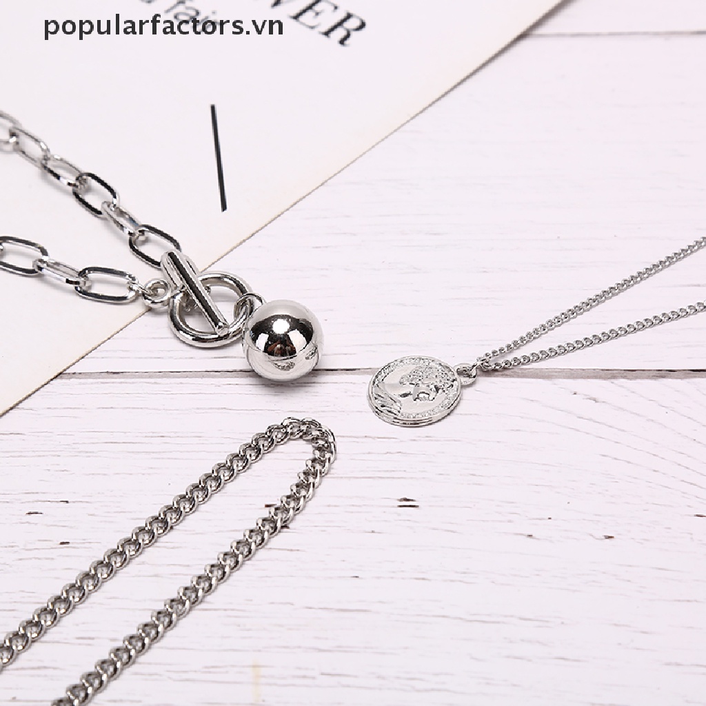 Vòng cổ Nhiều Lớp Mặt Đồng Xu Thời Trang Cá Tính