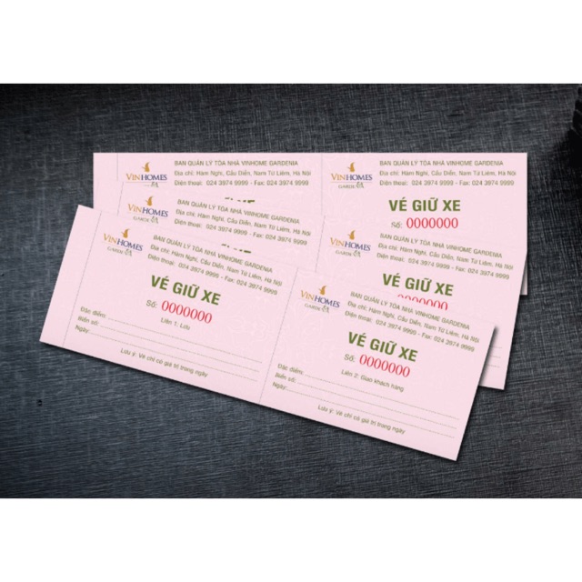 Phiếu giữ xe có số, không số