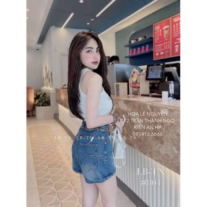 Quần sooc jeans kèm đai xích hàng QCL1