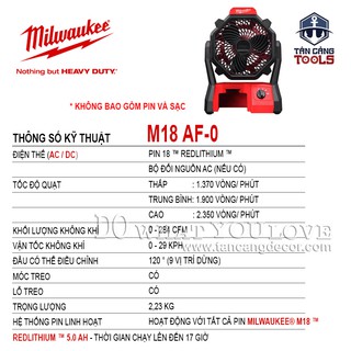 QUẠT CHẠY PIN MILWAUKEE M18 AF-0