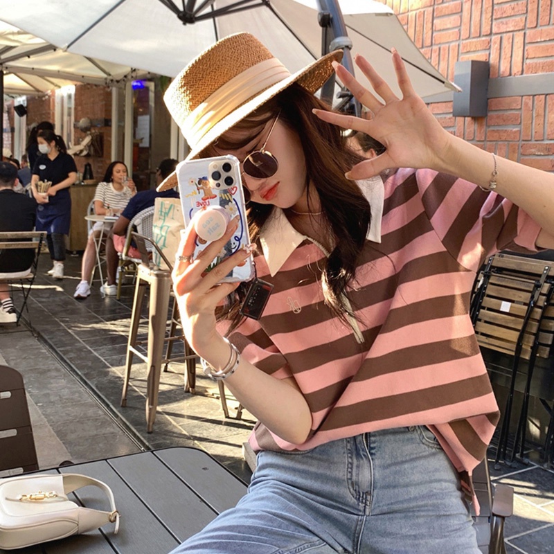 NRVP Áo Thun Ngắn Tay Dáng Rộng Thời Trang Đường Phố Hàn Quốc Cho Nữ