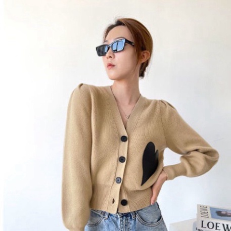 Áo Cardigan Nữ Sợi Dệt, Áo Len mỏng bo ống tay cổ V Hàn Quốc | BigBuy360 - bigbuy360.vn