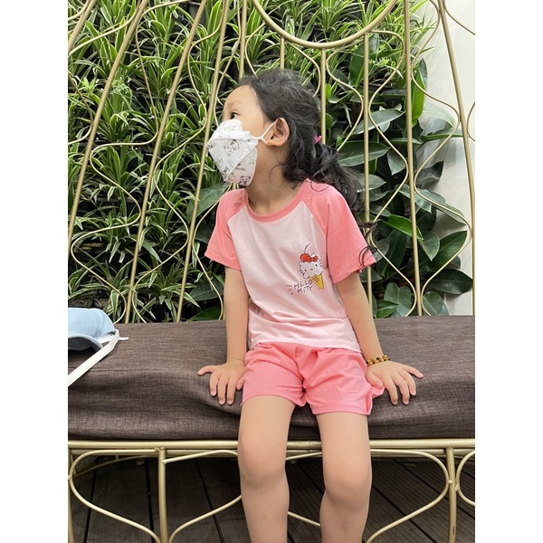 SET39 - Bộ bé gái, Bộ cotton cộc tay cho bé gái in hình, có 3 màu,  từ 20-35kg, Richkid123