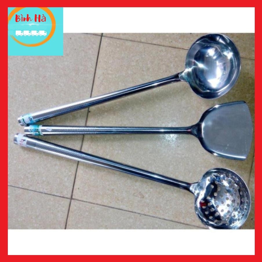 muôi canh, xẻng xào, xẻng lật inox size đại dành cho bếp ăn tập thể, nhà hàng, khách sạn