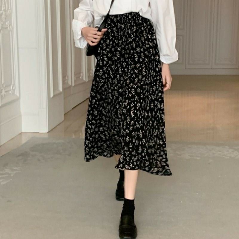 CHÂN VÁY DÀI HOA NHÍ Chân Váy ulzang Phong Cách Hàn