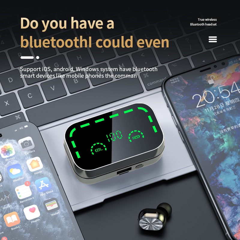 Pin Bluetooth YD05 V5 3 Nắp Lật Với Đèn Flash