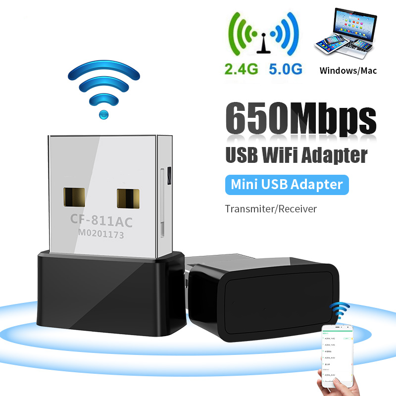 Usb Wifi 650mbs 2.4g &amp; 5g Tần Số Kép 802.11 Ac Cho Laptop