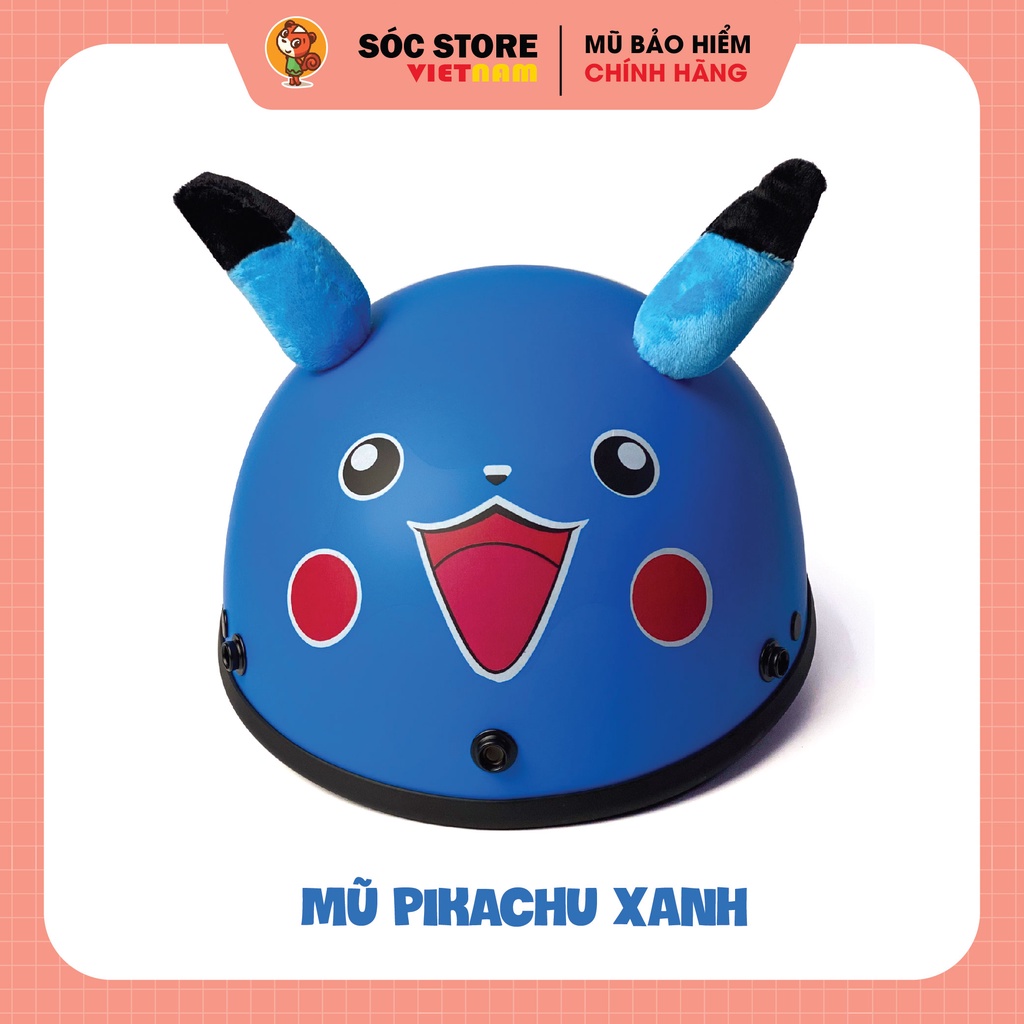 Mũ bảo hiểm nửa đầu Pikachu kèm Tai cute chính hãng Sóc Store VN