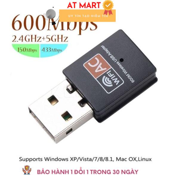 USB WiFi 5G dễ dàng với USB WIFI 600Mbps cho máy bàn PC và laptop, card mạng usb 5GHz không dâu