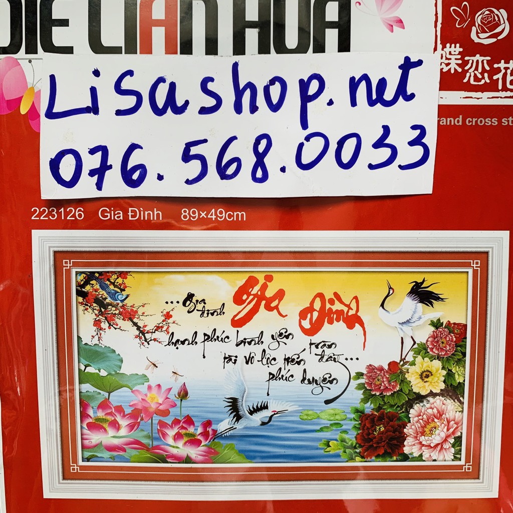 Tranh thêu chữ thập GIA ĐÌNH 89x49cm chưa thêu 223126
