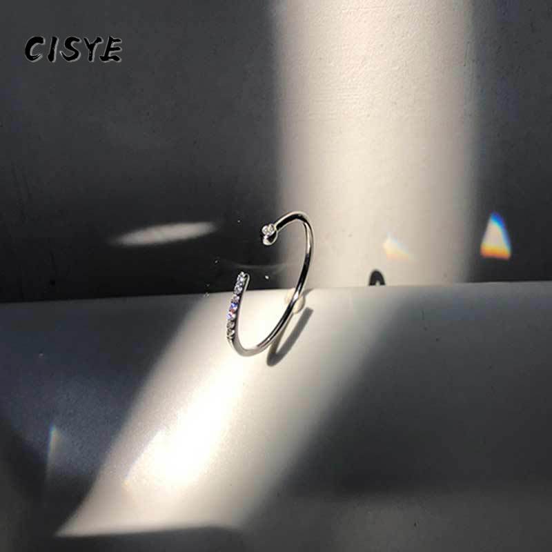 Nhẫn Hở Đính Đá Zircon Phong Cách Retro Thời Trang Hàn Quốc Cho Nữ