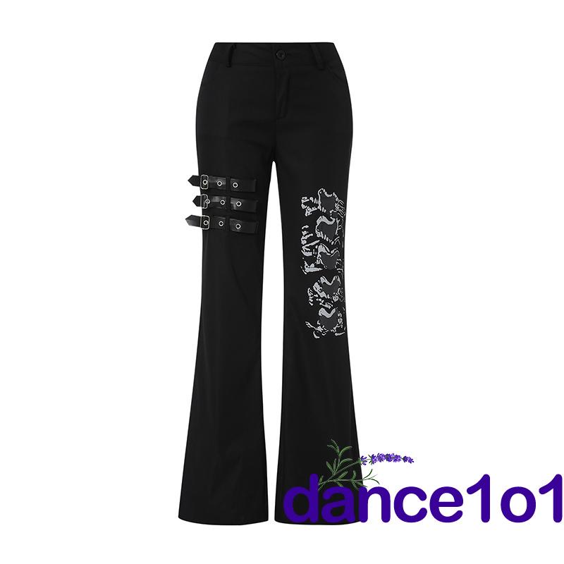 Quần dài phối hoạ tiết trái tim thời trang gothic năng động cho nữ