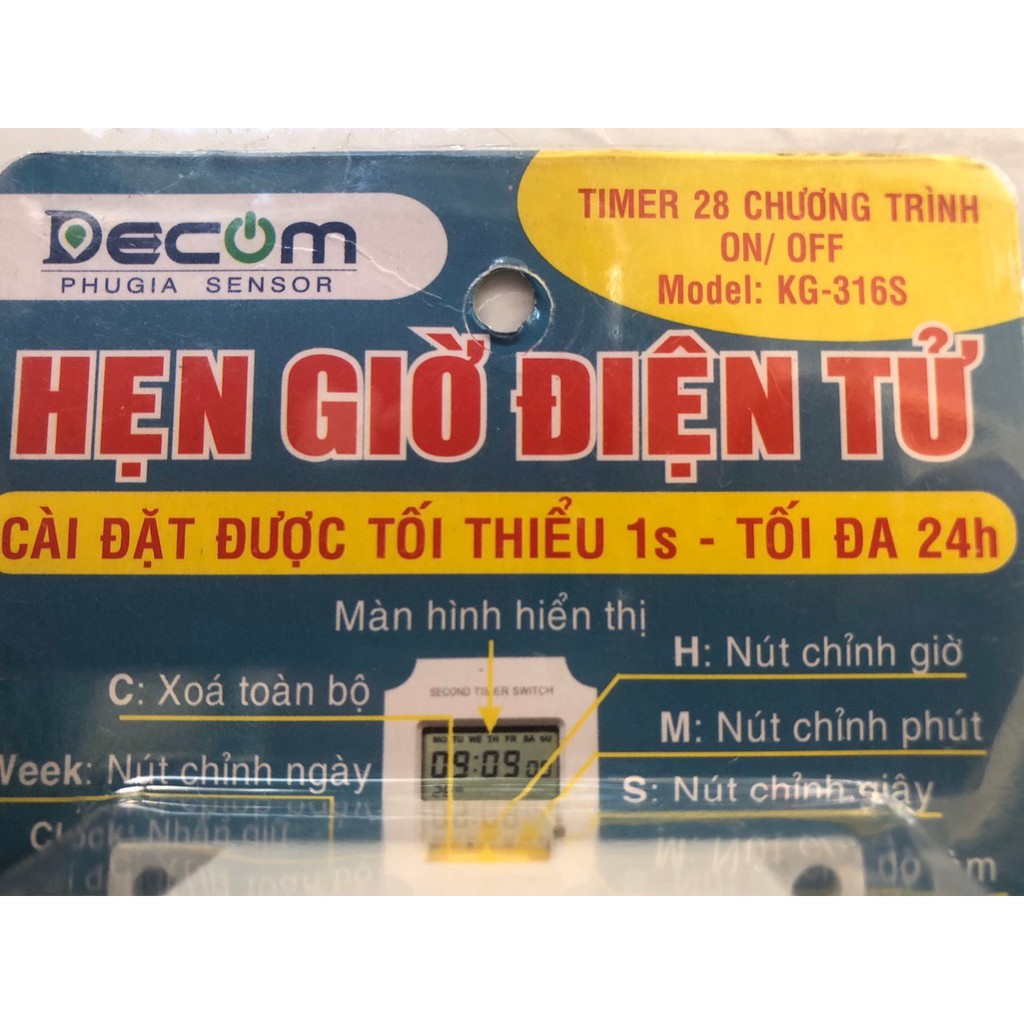 Hẹn giờ điện tử 28 chương trình bảo hành 1 năm chính hãng