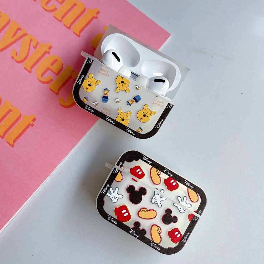Vỏ Bảo Vệ Hộp Sạc Tai Nghe compatible AirPods Pro/compatible AirPods2 Gen Hình Vuông Họa Tiết Mickey Minnie Và Minnie 2021