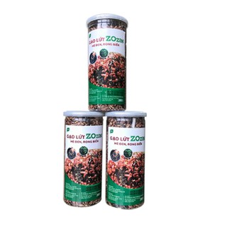 03 hộp cơm sấy gạo lứt mè đen rong biển zozin 310g. thích hợp ăn chay, ăn kiêng,tiểu đường.