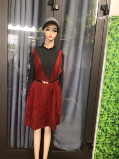 Đầm dáng suông tay dài cổ lọ combo