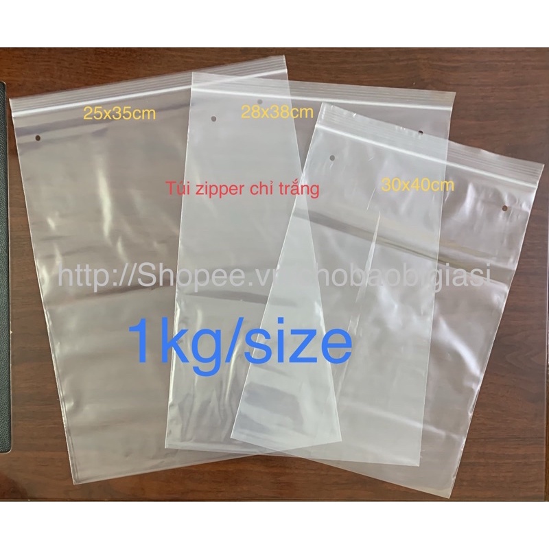 {1kg/size} Túi zipper chỉ/zip xoài/zip khóa kéo, OPP dán keo đựng quần áo (SP y hình)