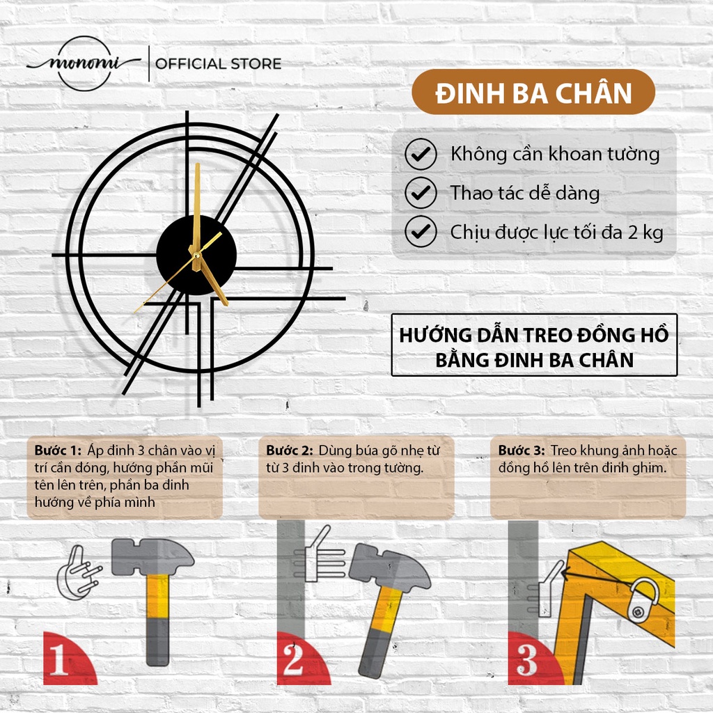 Đồng hồ CNC treo tường kim loại Arrow thiết kế tối giản cho phòng khách & văn phòng - Monomi C039