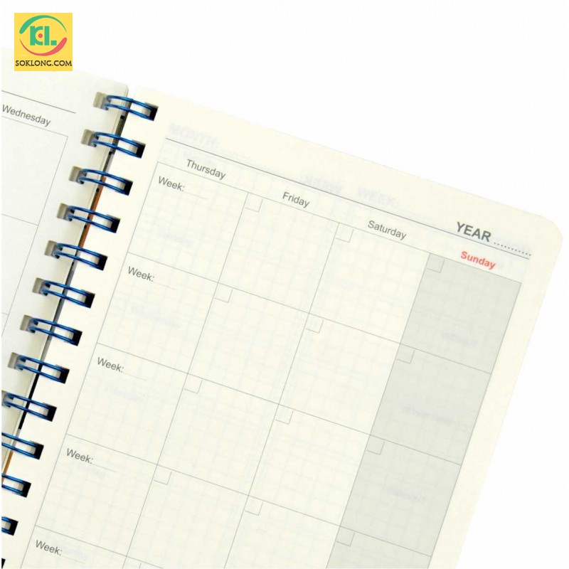 Sổ kế hoạch Planner A5 sọc ngang lò xo kép 200 trang Klong MS945 nhiều màu