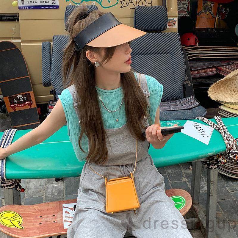 Áo Croptop Dệt Kim Không Tay Màu Sắc Đơn Giản Cho Nữ