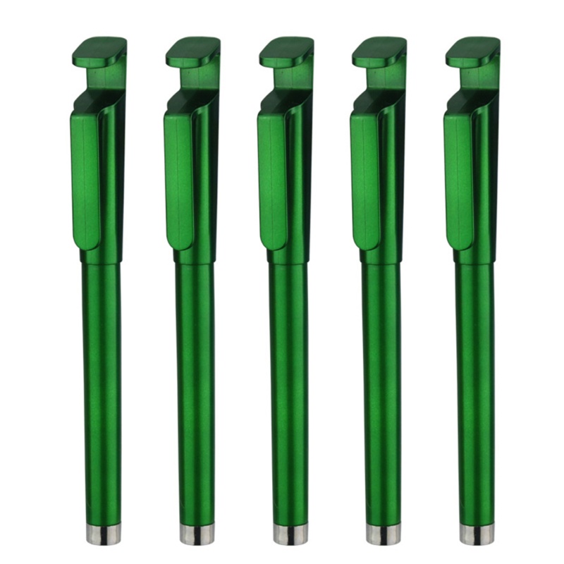 Set 5 Bút Bi Mực Gel 3 Trong 1 Màu Đen Có Thể Tái Sử Dụng Kèm Giá Đỡ Điện Thoại 0 5mm