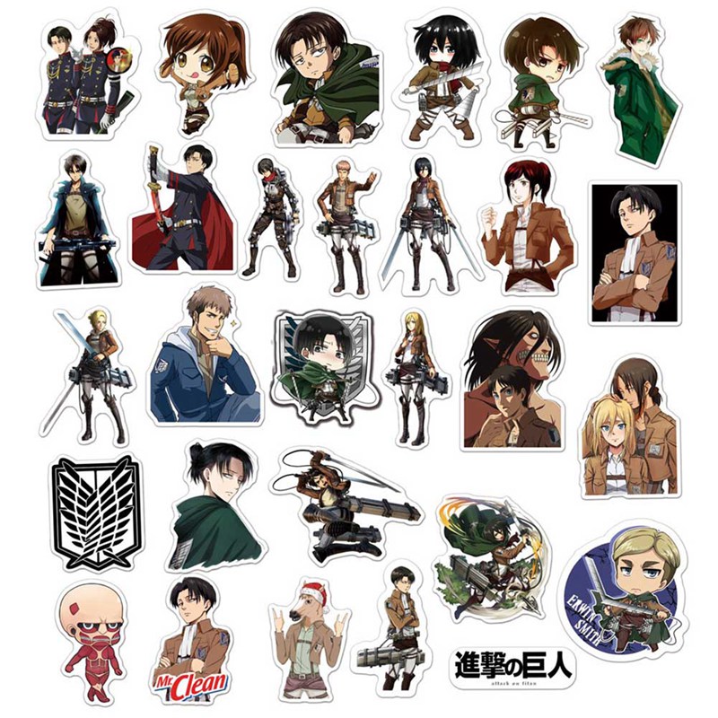 Set 50 Miếng Dán Hình Anime Attack On Titan Trang Trí Laptop