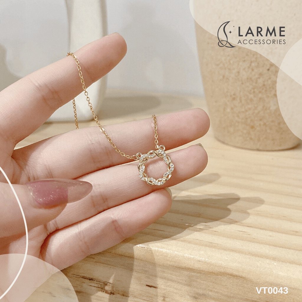 Dây chuyền nữ, vòng cổ nữ mặt tròn lồng đá titan không gỉ larme accessories - DC0046