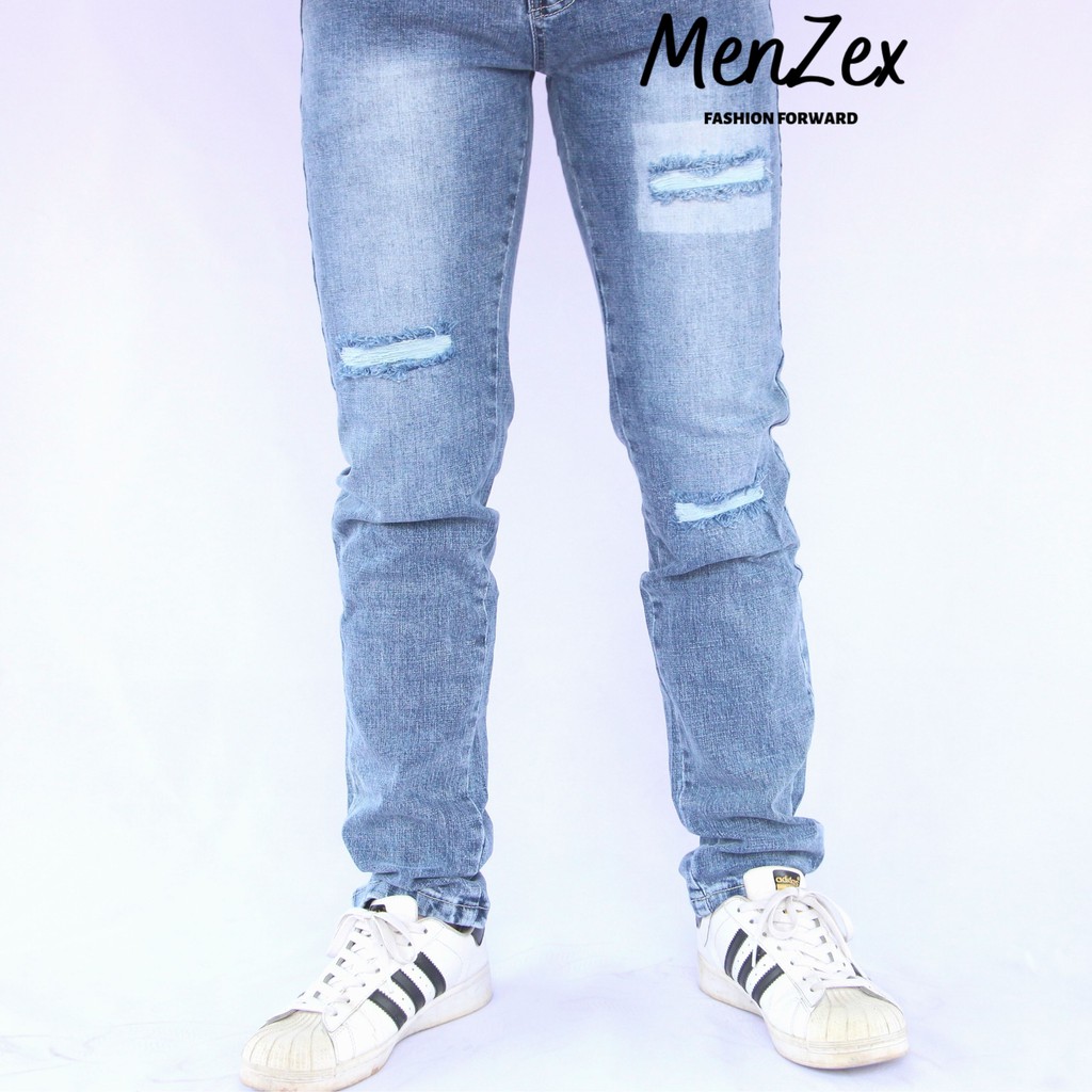 Quần Nam Quần Jean Xanh Rách Gối Ống Đứng Menzex Đủ Size Bảo Hành Đổi Trả | BigBuy360 - bigbuy360.vn