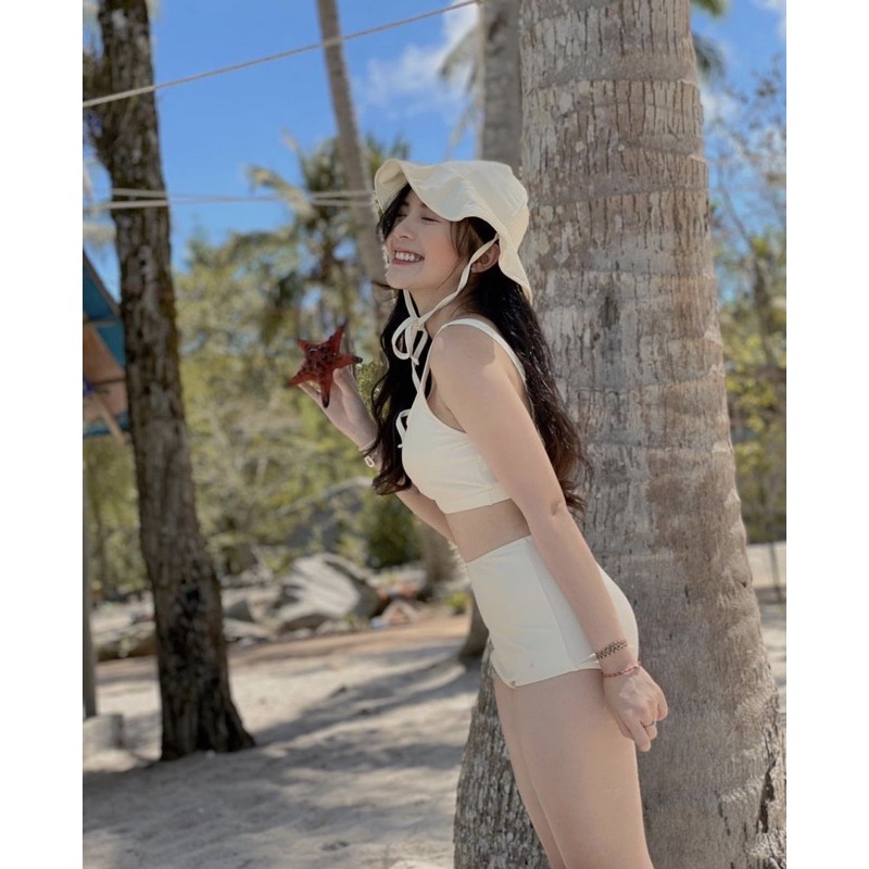 Bikini 2 mảnh cạp cao kèm mũ