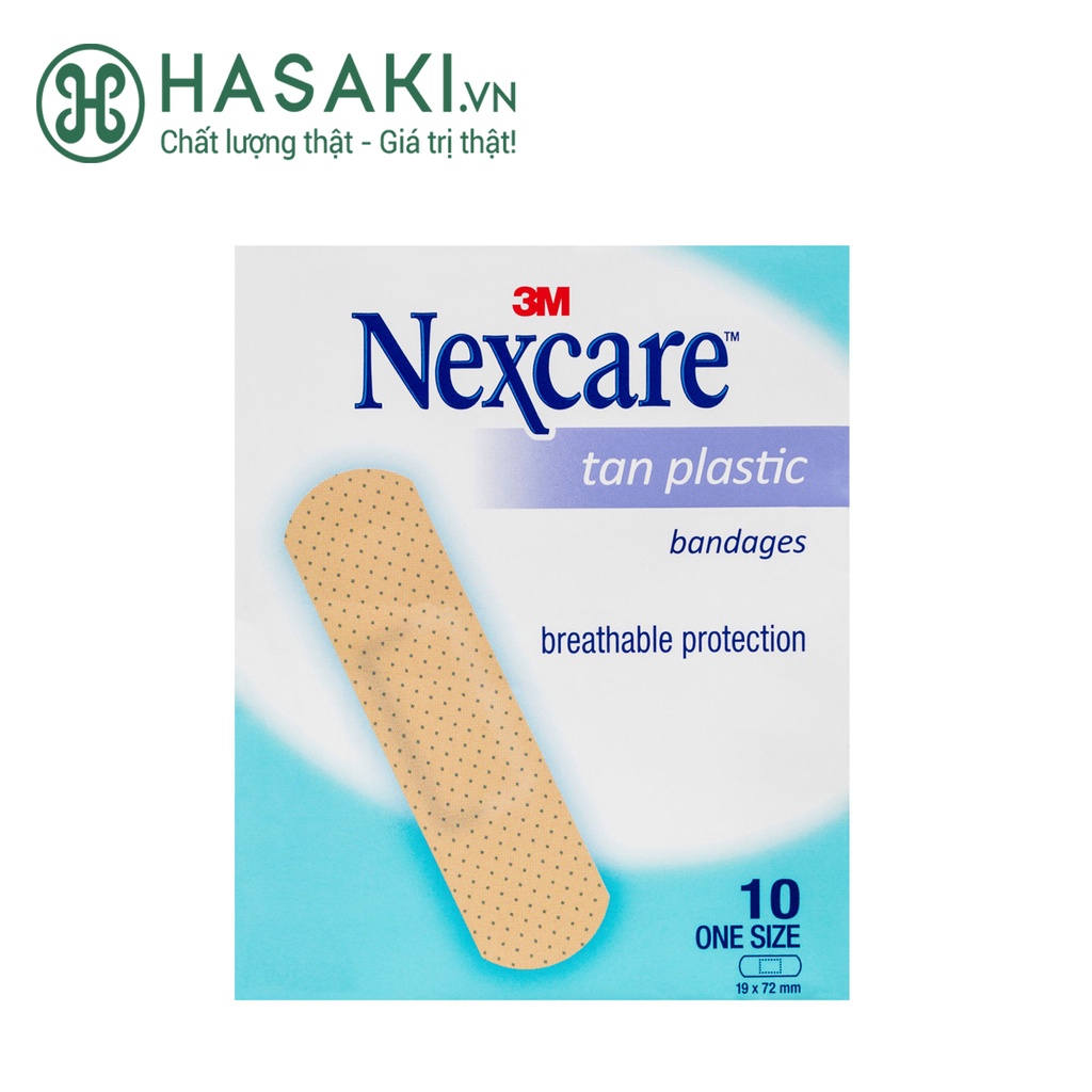 Băng Keo Cá Nhân Nexcare 3M Tan Plastic Bandages 10 Miếng