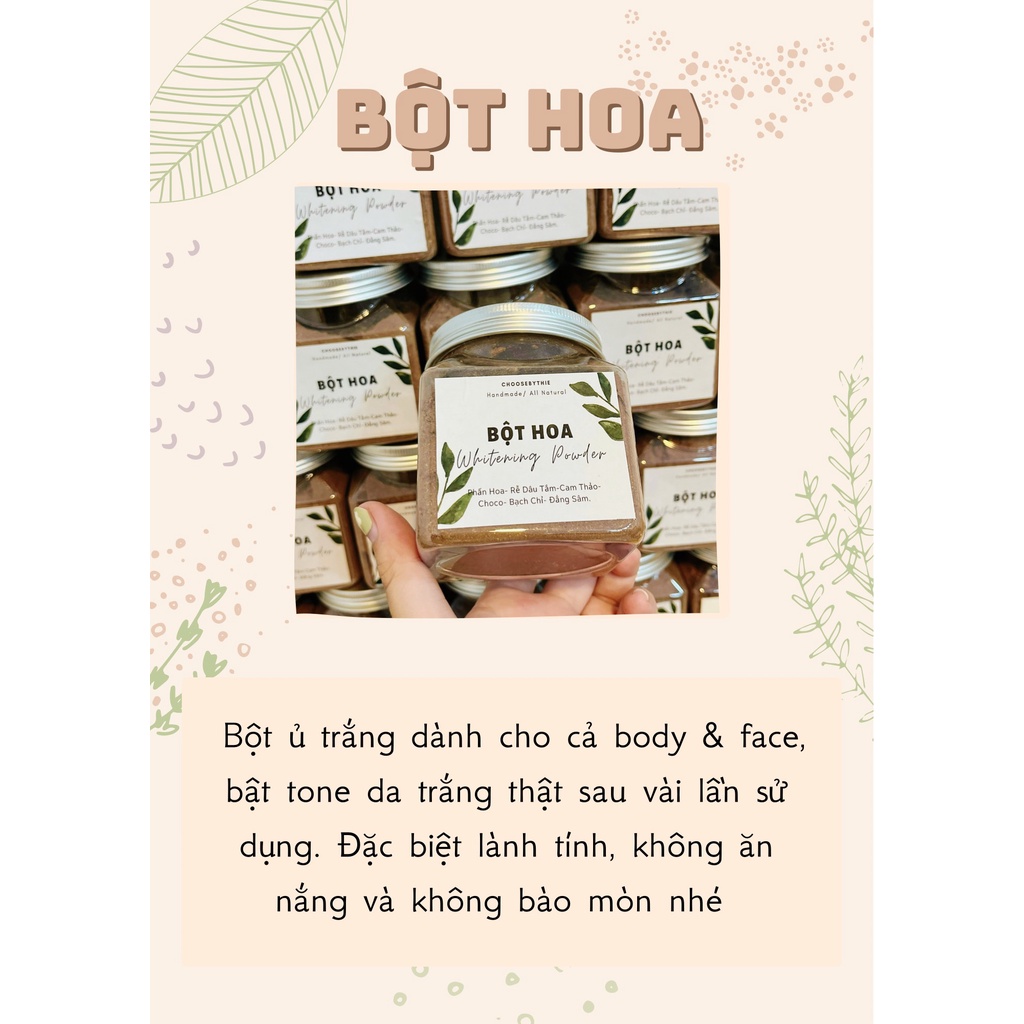 Bột hoa Choosebythie trắng da, dưỡng ẩm, trẻ hoá  làn da mỹ phẩm handmade