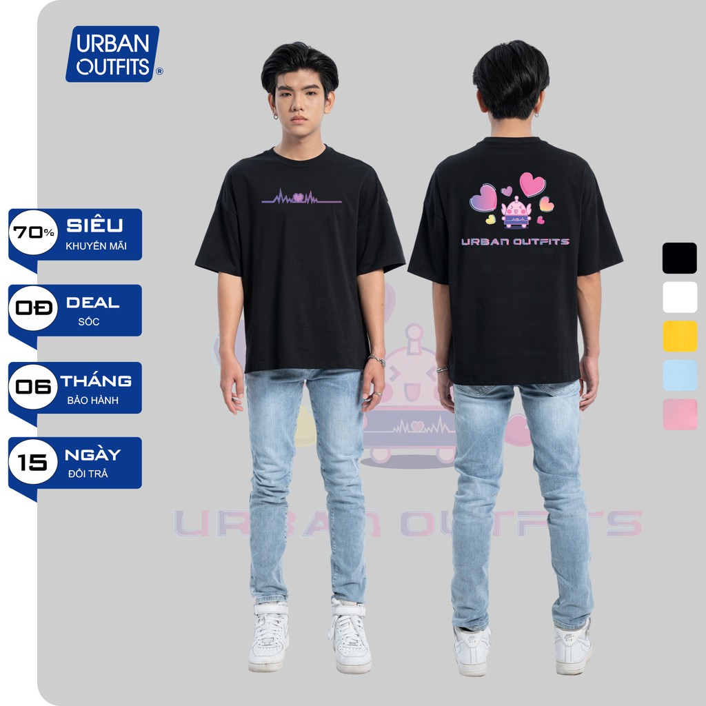 Áo Thun Tay Lỡ Nữ Nam Form Rộng URBAN OUTFITS In Nhịp Tim BOT ATO47 Cotton 4 Chiều Local Brand