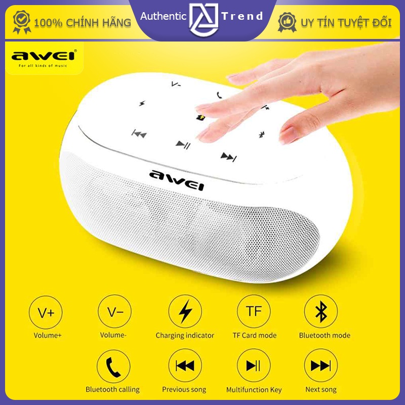 Loa Bluetooth Awei Y200 Nhỏ Gọn - Chất Âm Hay - Điều Khiển Cảm Ứng - Loa Di Động Hỗ Trợ Mic Đàm Thoại, AUX, Thẻ Nhớ