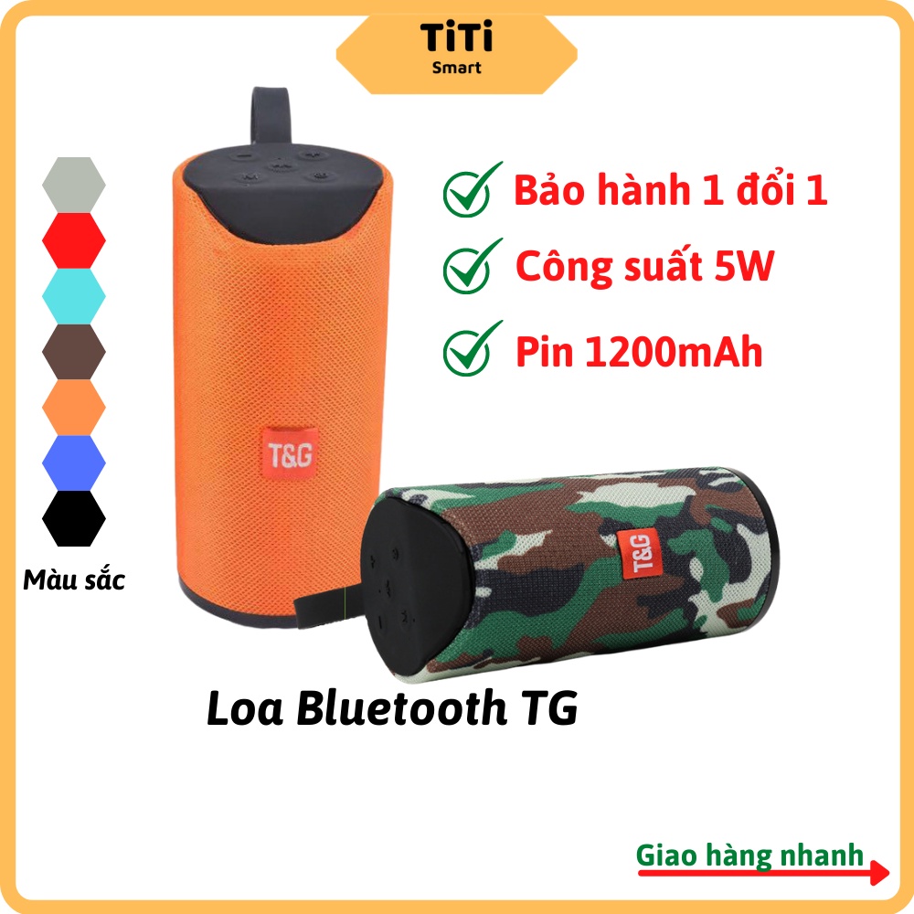 Loa bluetooth mini giá rẻ T&G âm thanh sống động chống nước kháng bụi, thích hợp mang đi dã ngoại TiTi Smart