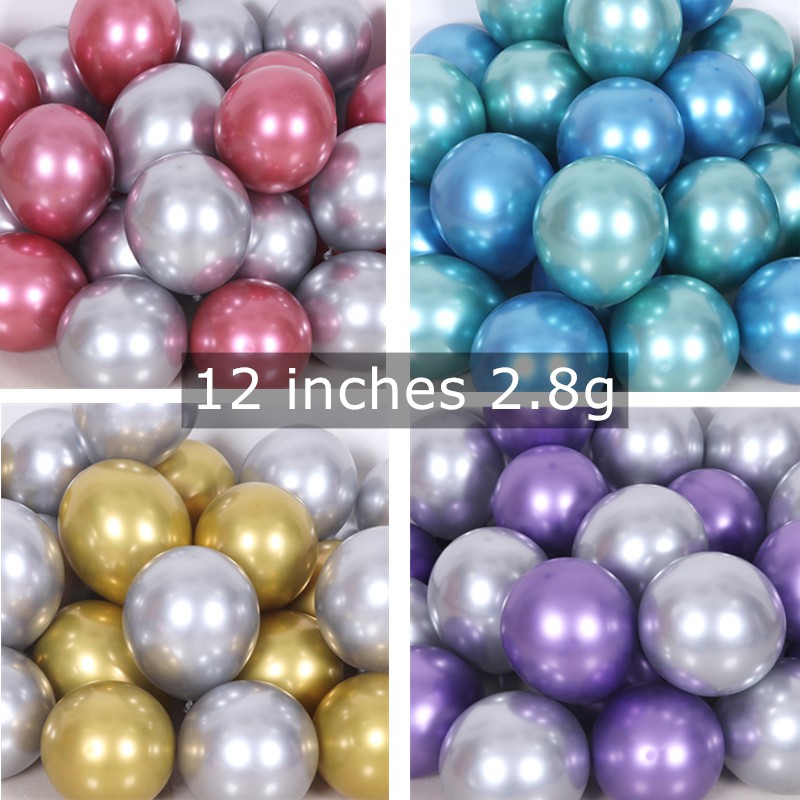 50 Bong Bóng Khí Heli Kim Loại 12 inch Trang Trí Tiệc