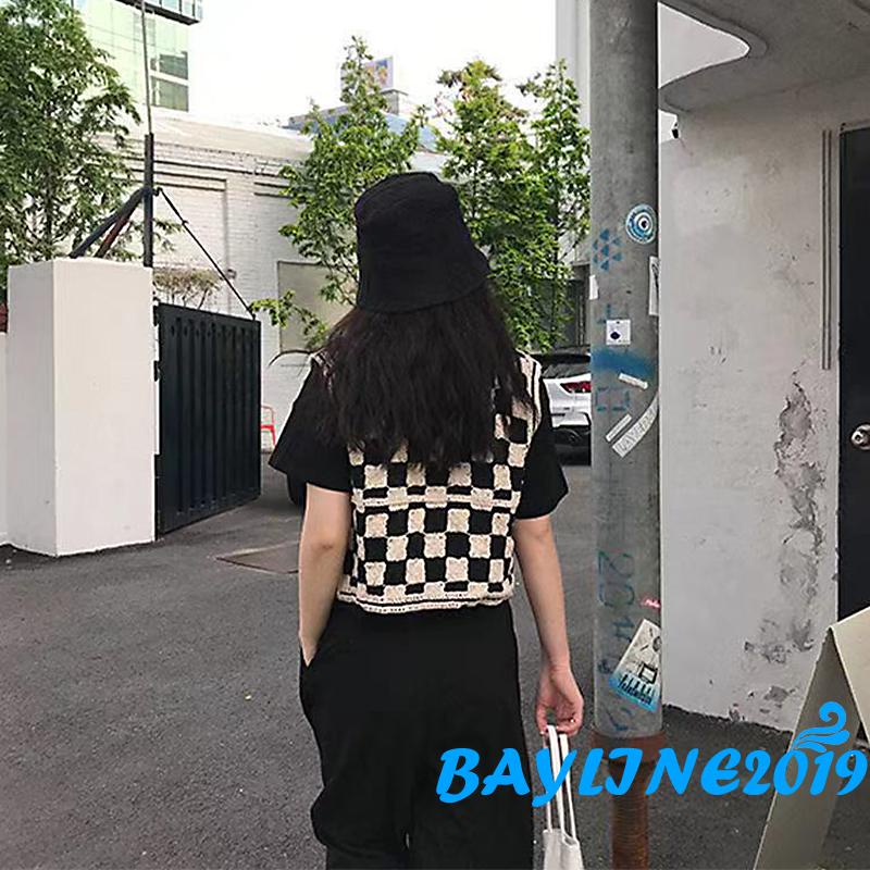 Áo khoác len cardigan sát nách cổ chữ v họa tiết kẻ sọc màu sắc tương phản thời trang cho nữ